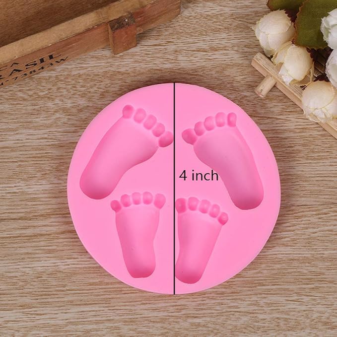 OBTANIM Silicone 3D Baby Foot Fondant Mold Baby Shower Cake Topper Decoration DIY Baking Mould for Sugarcraft Cake Chocolate and Crafting