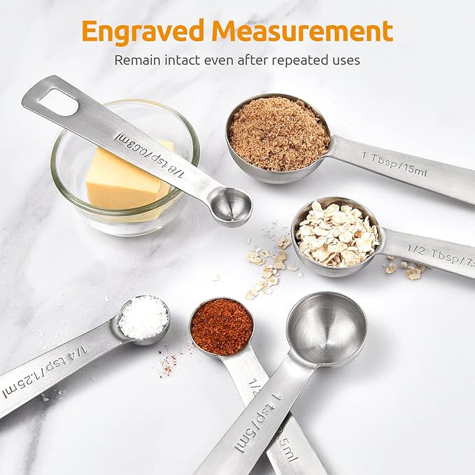 U-Taste 18/8 Stainless Steel Measuring Spoons Set for Dry and Liquid Ingredients(Set of 6), aU-Taste 18/8 Stainlessnd Upgraded Measuring Cups and Spoons Set of 10 with Reinforced Welded Handle (Color)