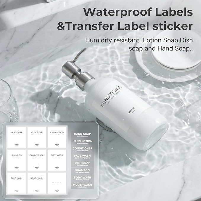 White Glass Soap Dispenser Set for Kitchen, Hand and Dish Soap Dispenser with Stainless Steel Pump & Resin Tray, Perfect for Kitchen,Hotel Rental-Modern Soap Dispenser Decor for Kitchen