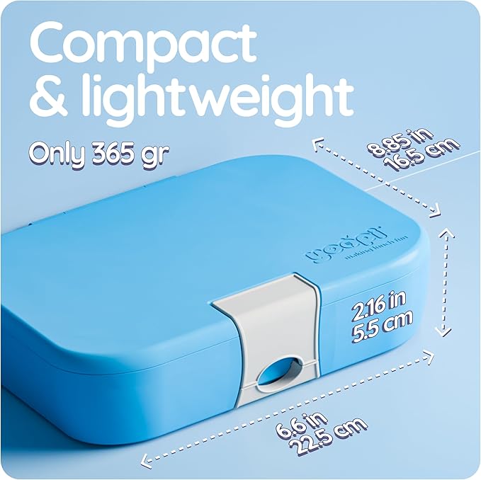 YOOPI Lunch Boxes for Kids–Toddler Bento Box with 4 Leakproof Compartment Food Bentobox Container,Lunch Box for School with Lunchbox Containers, Lightweight Sandwich Box & Snack Box (Sky Blue)