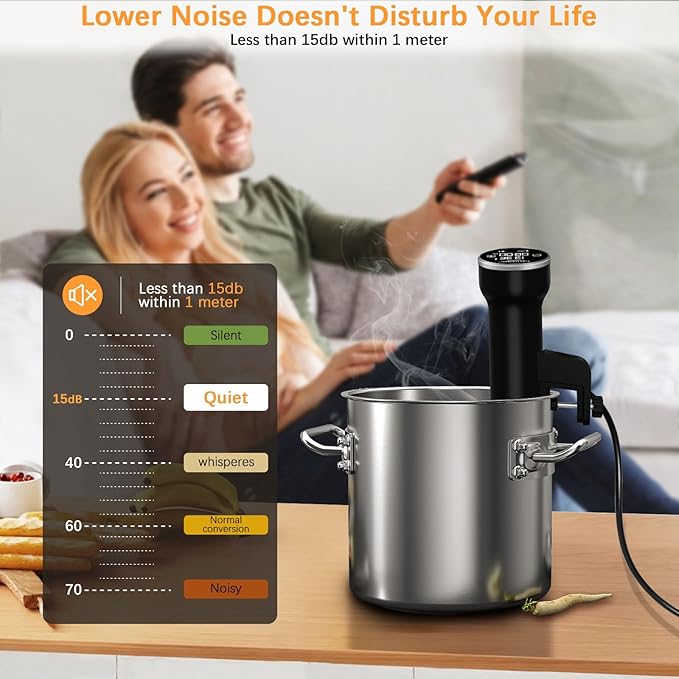 CATTLEMAN Sous Vide Machines Wi-Fi, 1000W, IPX7 Waterproof, Immersion Circulator Precise Cooker, Suvee Cooker with Accurate Temperature&Timer Touch Control, Portable, Noise-free, Fast Heating