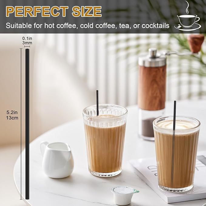 SONGNASS [1000 Count] 5 Inch Black Disposable Plastic Coffee Stirrers,Cocktail Swizzle Sticks, Sip Stir Stick Beverage Stirrers For Hot