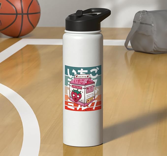 Kawaii Milk Carton Japanese Culture Adorable Strawberry Cute Stainless Steel Insulated Water Bottle
