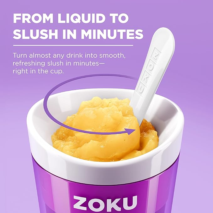 ZOKU Original Slush and Shake Maker, Compact Make and Serve Cup with Freezer Core Creates Single-Serving Smoothies, Slushies and Milkshakes in Minutes, BPA-free, Purple