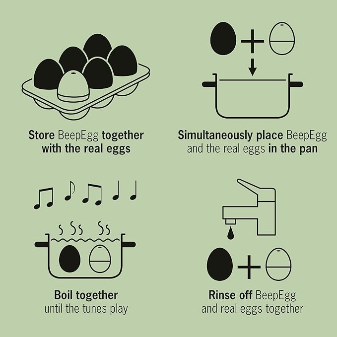Turtle BeepEgg – Egg Timer for Boiling Eggs – Musical Egg Cooker for Soft, Medium, Hard Boiled Eggs – Food Safe – Singing Floating Egg Timer – Egg Cooker for 3 Levels of Doneness - Brainstream