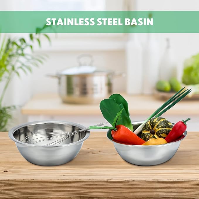 Pinkunn 12 Pcs Stainless Steel Mixing Bowls, Nesting Metal Salad Prep Bowls Bulk Reusable Baking Food Container Large Medium Small for Kitchen Hotel Restaurant Cooking, Silver (9.45 x 3.15 Inch)
