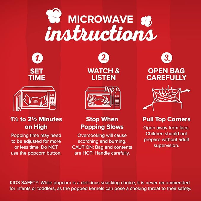 Orville Redenbacher’s Microwave Popcorn, White Popcorn, 3g Fiber Per Serving, 3.28 oz., 3-Count (12 Boxes)