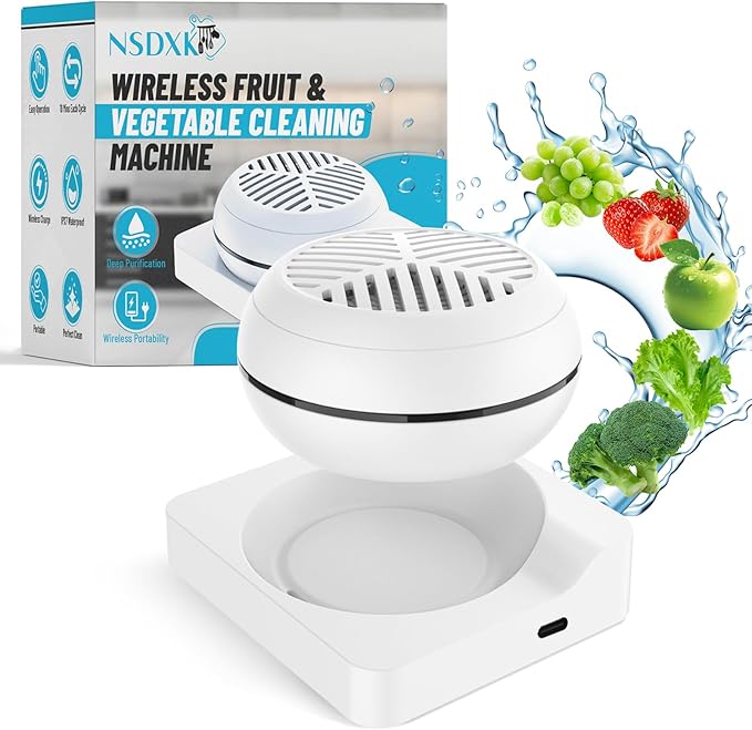 Fruit and Vegetable Washing Machine, Fruit Vegetable Cleaner Device, Portable USB Wireless Veggie Wash with Purification Technology, for Washing Fruits, Vegetables, Rice, Meat