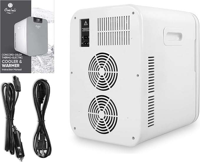 Cooluli 20L Mini Fridge For Bedroom - Car, Office Desk & College Dorm Room Glass Front Digital Temperature Control 12v Small Refrigerator for Food, Drinks, Skin Care, Beauty Breast Milk (Blue)