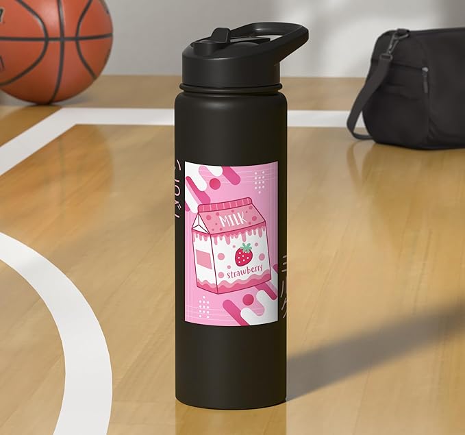 Strawberry Milkshake Tshirt Japanese Otaku Anime Kawaii Stainless Steel Insulated Water Bottle