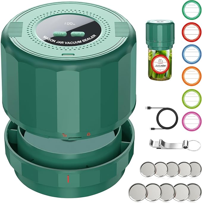 UNERVER M11 Electric Mason Jar Vacuum Sealer Kit - Vacuum Sealer for Wide & Regular Mouth Canning Jars
