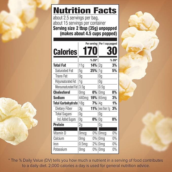 Orville Redenbacher’s Microwave Popcorn, Naturals Simply Salted Popcorn, 3g Fiber Per Serving, 3.3 oz., 6-Count