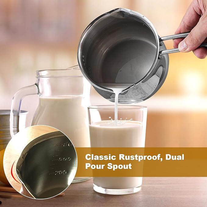Butter Melting Pot, 28 OZ/800 ml Stainless Steel Small Pot, 304 Stainless Steel Butter Warmer Pan, Small Sauce Pan for Stove Top, Chocolate Melting, Coffee Tea Soup Warming