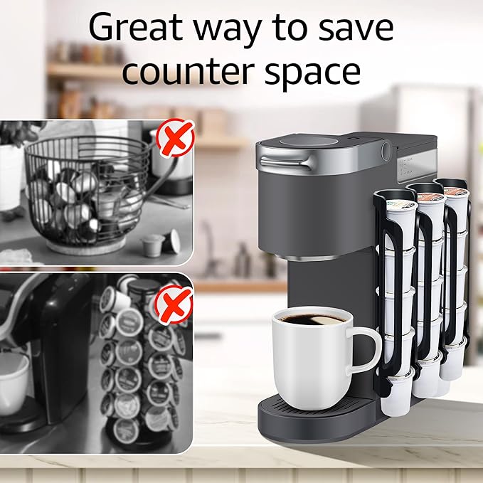 K Cup Holder for Keurig: Coffee Pod Holder for Counter Small Space - Kcup holders for Wall Mount (3, Rose Red)