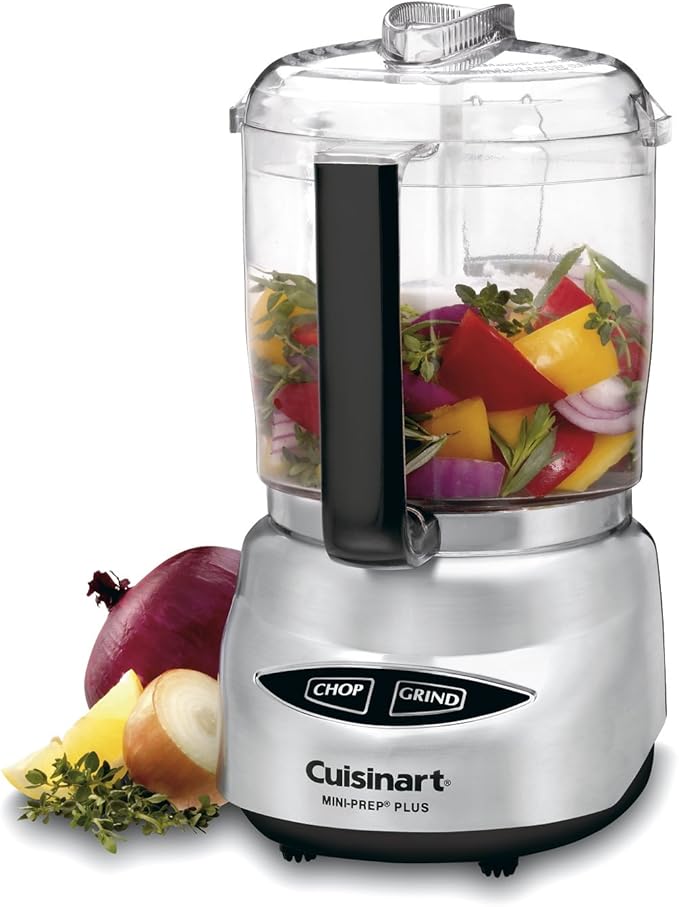 Cuisinart Mini Prep Plus Food Processor, 4 Cup, Brushed Stainless & CTG-00-SCHP Chopper, 8.2" x 3.9" x 3.9", Stainless Steel/Black