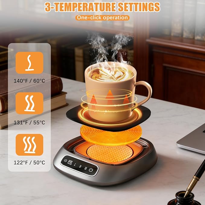 Coffee Mug Warmer, USB Charging Coffee Cup Warmers for Desk, Three Adjustable Electric Drink Cup Heater for Chocolate Tea Hot Cocoa Milk, Kitchen Accessories, No Battery for Home/Office Use