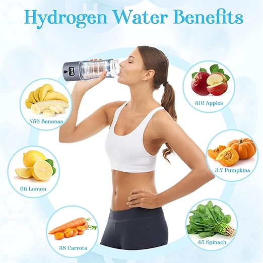 Hydrogen Water Bottle Generator with SPE/PEM Technology, 5000PPB,Portable Rechargeable Hydrogen Water Ionizer Machine for Home,Office, Gym,Travel -Gift for Holidays