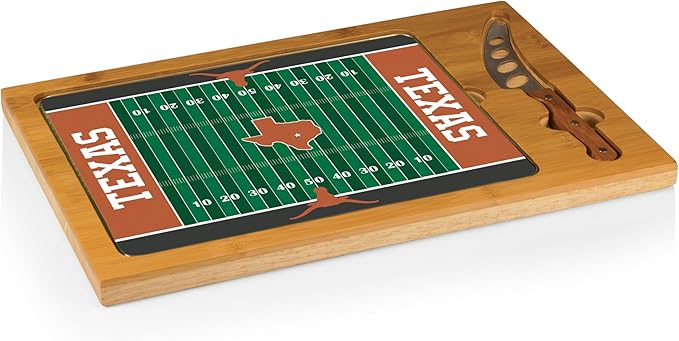 PICNIC TIME NCAA Icon Glass Top Cutting Board & Knife Set, Cheese Boards Charcuterie Boards, Serving Platter, (Parawood & Bamboo)