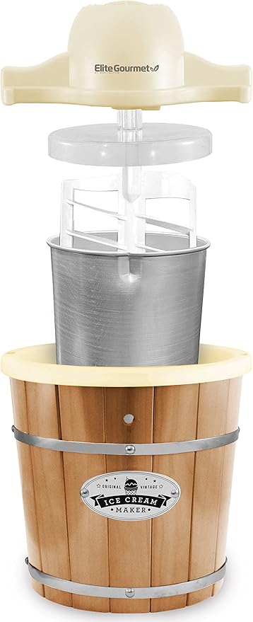 Elite Gourmet EIM-924LX 4 quart Old Fashioned Electric Ice Cream Maker, Pine Bucket