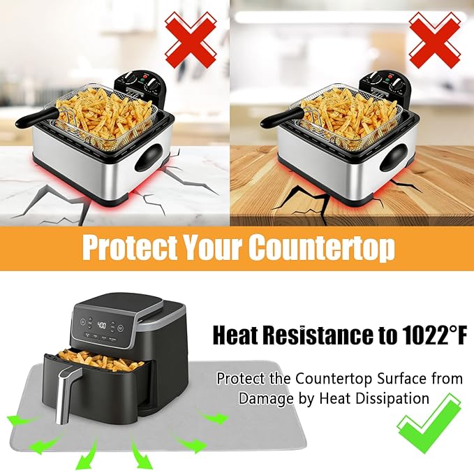 15x35in Heat Proof Mat, Long Countertop Heat Protector Hot Pads, Mat for Under Coffee Maker and Air Fryer