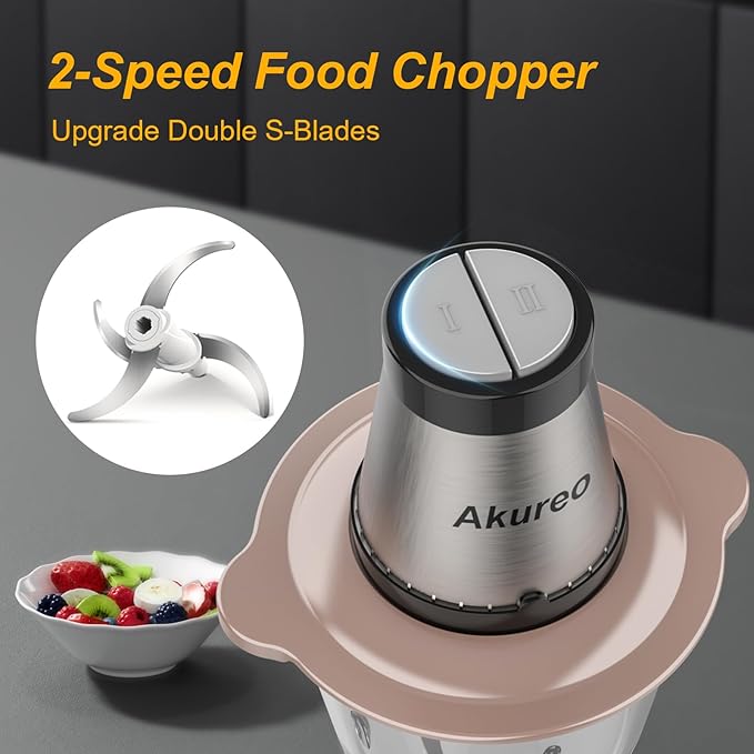 Kitchen in the Box Mini Food Processors, Electric Food Chopper with Meat Grinder & Vegetable Chopper - 2 Sets of Bi-Level Blades for Fruits/Meat/Nuts