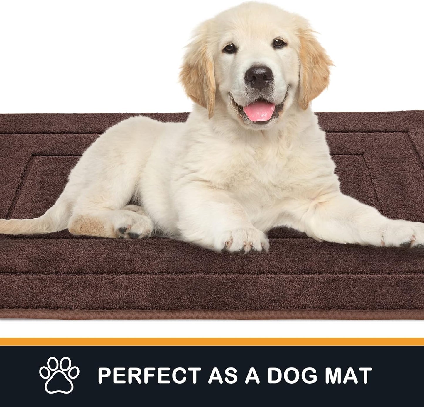 PURRUGS Dirt Trapping Door Mat 24" x 59", Non-Slip/Skid Machine Washable Entryway Rug, Dog Doormat, Super Absorbent Welcome Mat for Muddy Wet Shoes and Paws, Brown