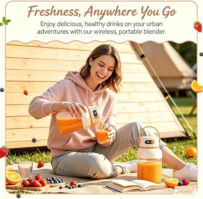 Portable Electric Juicer Cup with Zero Cord Hassle, Fresh Juicer Portable Blender with Digital Display, Leakproof USB-C Rechargeable Personal Blender for Home, Travel, Easy Clean (a,1000ml)
