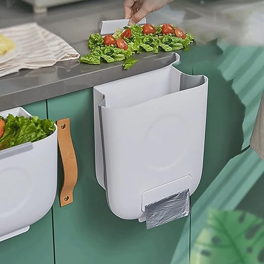 Hanging Trash Can, Kitchen Garbage Bin Waste Bins, Kitchen Trash Can Wall-Mounted Folding Trash Bucket Household Hanging Trash Can Cabinet Door-Mounted Sorting Trash Can (Size : A)