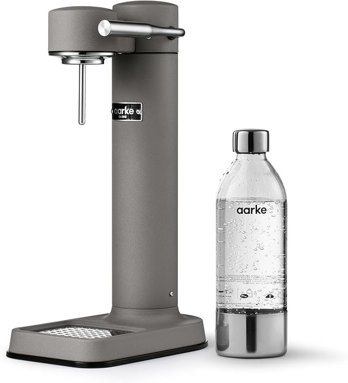 Aarke Carbonator lll, Sparkling & Carbonation Water Machine, Stainless Steel with PET BPA-Free Reusable Bottle Volume 1L/34 fl oz (Matte Grey)