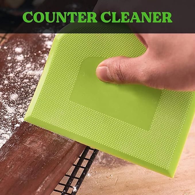 SURDOCA Dough Scraper Bench Scraper - 3P 14.2x8.5" Plastic Flexible Bowl Scraper, Sharp Edge & Angles Cake Scraper. Non-Slip Bakeware Decorating Tools Sculpting & Modeling Tools - Pink+Green+Pink