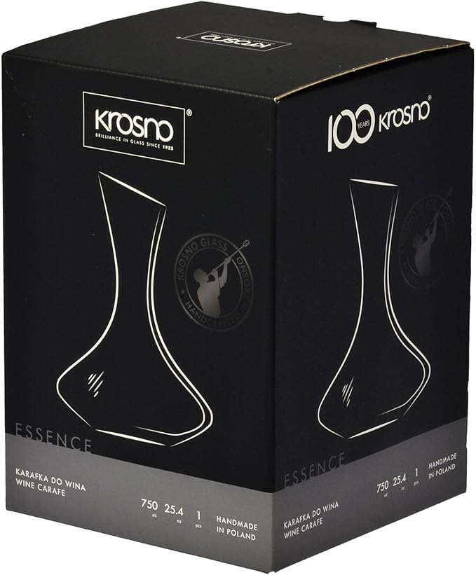 Krosno Handmade Decanter Wine Carafe, 25,4 oz, Ideal Gift for a Special Occasion, Wine Aerator, Crystalline glass, Lead-free, Handwash Only, Made in Europe