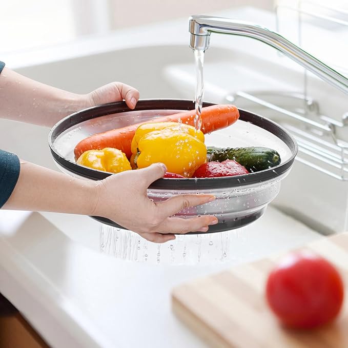 12"&10" Microwave food Cover and Mat,Large Vented Collapsible Splatter Guard dish Plate lid & Silicone Round Kitchen mat,4 in 1