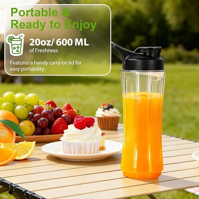 Blender for Smoothies,32,000 RPM Smoothie Blender, Personal Blenders with 6 Sharp Blade,with 20oz Portable Cup and To-Go Lids, Self Cleaning,Portable Juicer for Ice Crushing & Milkshakes
