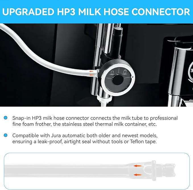 Milk Tube Hose Set for Jura Fully Automatic Coffee Machines, Coffee Milk Tube Fit for Jura ENA E8 GIGA 6 10 W10 Z5 Z6 Z7 Z8 Z9 Z10 J6 J8 J9 S80 WE8,Milk Pipe with HP3 Frother Connectors & Hose Brush