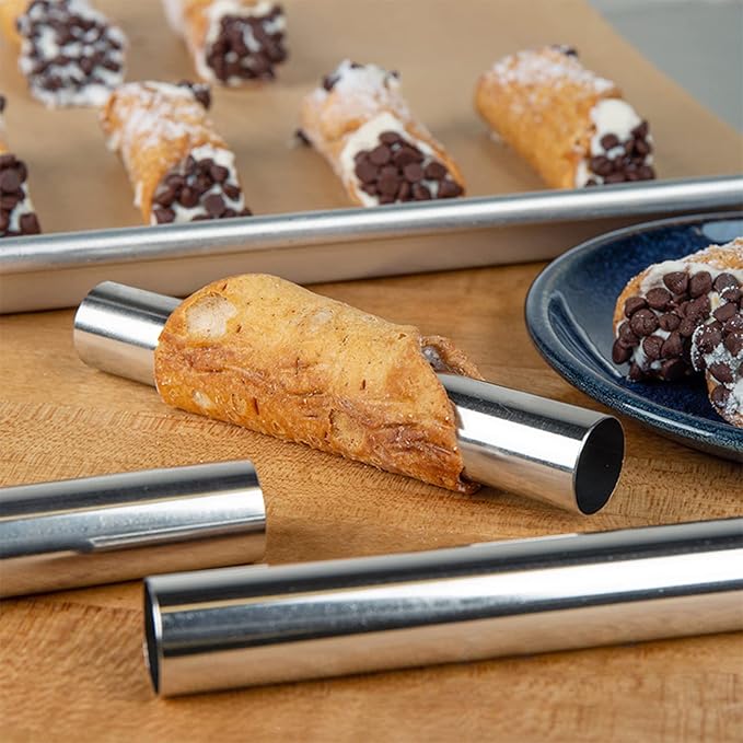 Non-stick Cream Horn Molds Stainless Steel, FantasyDay 4.72 inch Large Size Cannoli Tubes Kit Pack of 12 Baking Cones Pastry Roll Horn Croissant Mold - Christmas Anniversary Free Standing Cone Shape