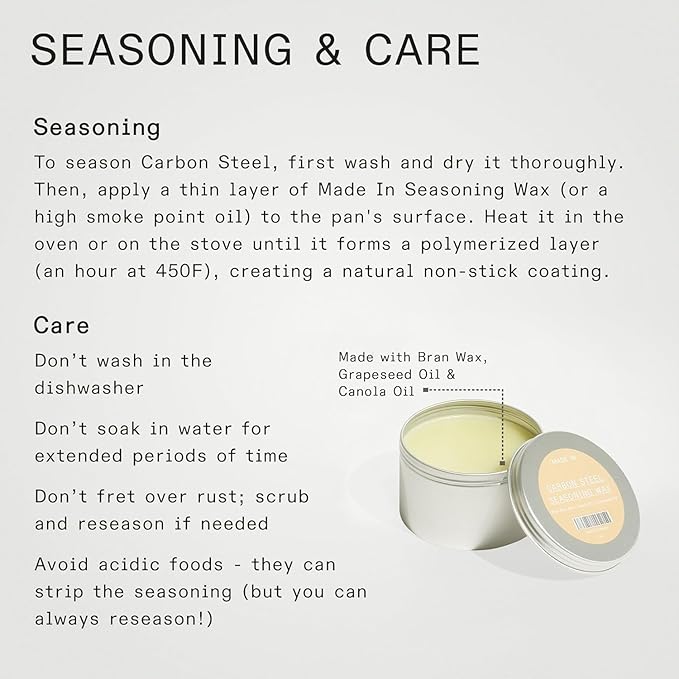 Made In Cookware - Carbon Steel Half Griddle + Grill Press - (Like Cast Iron, but Better) - Professional Cookware - Crafted in Sweden - Induction Compatible