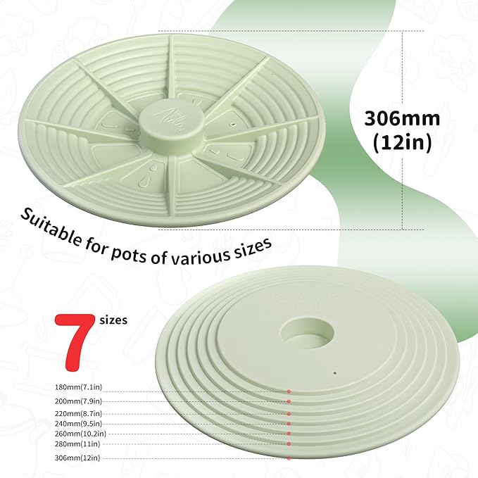 Universal Silicone Pot Lid Set for Pots and Pans, Food-Grade Silicone, BPA Free, Splatter Guard, Heat Resistant, 2 Pack Matching Green Lids (7–12” + 4–8”)