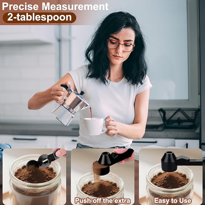 Palksky Coffee Scoop & Funnel with Fill Press1PCS (Black)