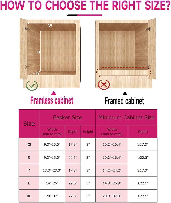 SUZLON Pull Out Cabinet Organizer, Expandable(10.2"~16.4") Cabinet Drawers Slide Out, Adjustable Width Roll 0ut Shelf Cabinet Organizer for Kitchen Base Cabinet Organization (Small, 2Pack)