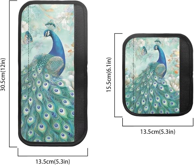 Appliance Door Handle Covers Set of 6 Refrigerator Handle Cover Anti-Skid Microwave Door Handle Protector Keep Off Oil Stains, Fingerprints, Peacock Flower Green Blue