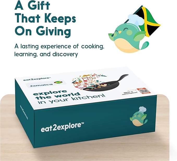 eat2explore Cooking Kits for Kids 15 Pcs – Interactive & Educational Kids Cooking Sets Real for Ages 5 and Up,3 Recipe Cards & Global Ingredients – Fun for Young Chefs (Jamaica Edition)