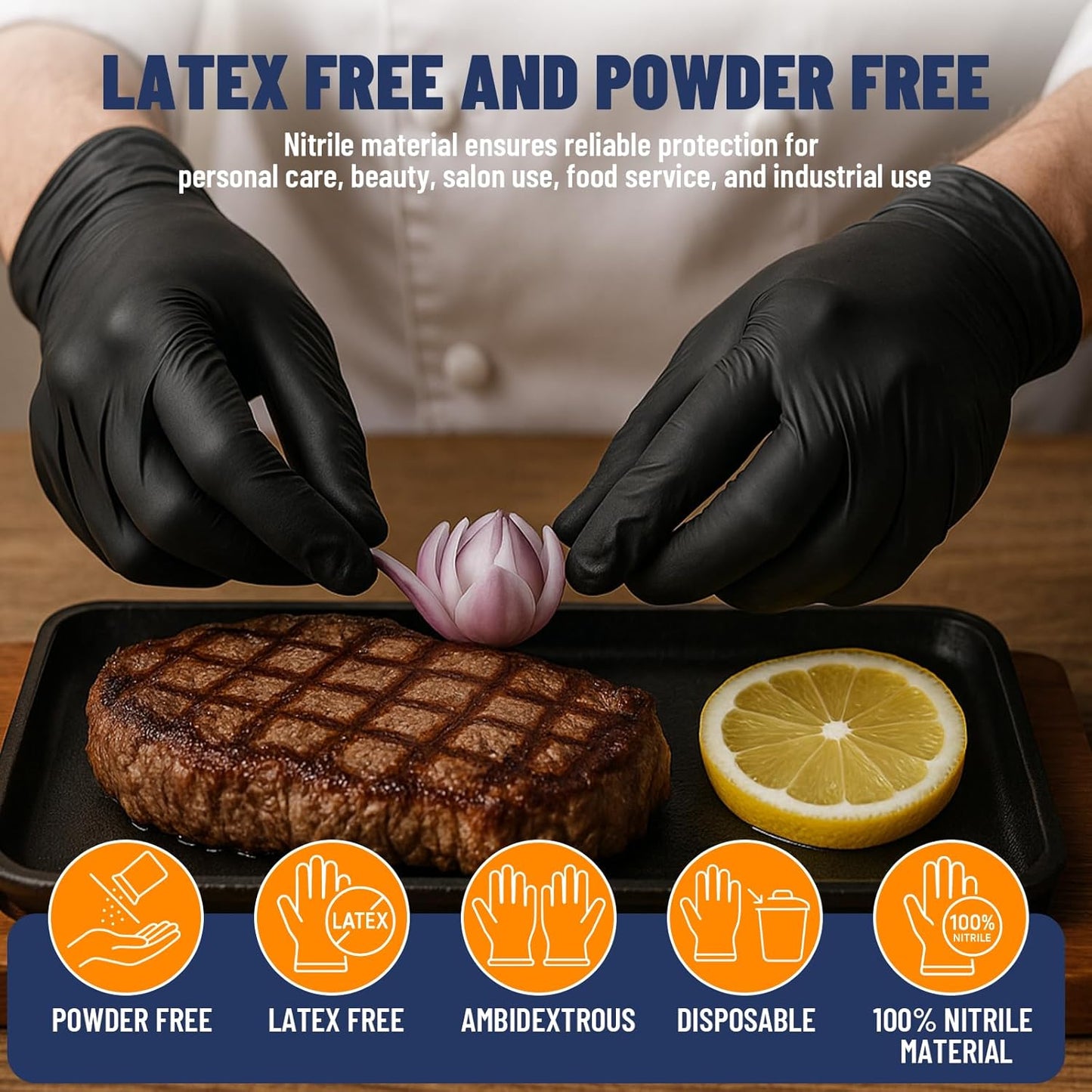 Nitrile Gloves 5mil Disposable, 40 Pairs (80 Gloves), Individually Wrapped 2 Pack, Latex Free, Powder Free, Comfortable Fit, Durable Gloves for Work, Food Prep, Cleaning, Household, Travel Use, Large