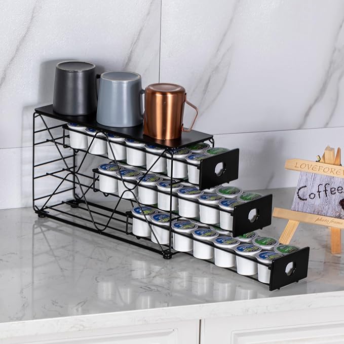 FlagShip K Cup Holder 3 Tier Coffee Pod Holder for K Cup Organizer Save Space Countertop Kitchen (42 Pods Capacity)