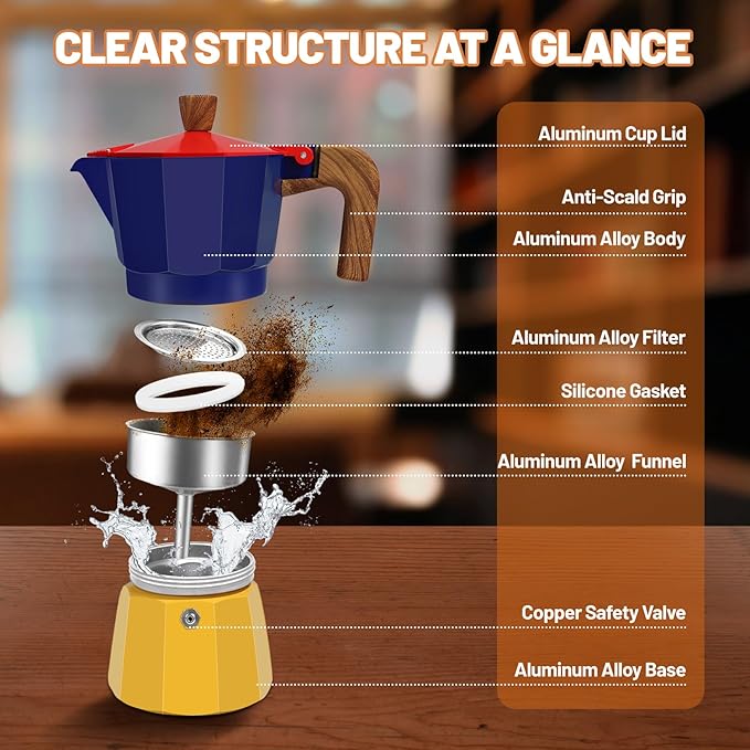 9 Cup Aluminum Espresso Stovetop Moka Pot Express Coffee Maker Percolator Italian Classic Mocha Coffee Machine for Italian and Cuban Cafe Brewing for Home & Camping 450ml 15oz