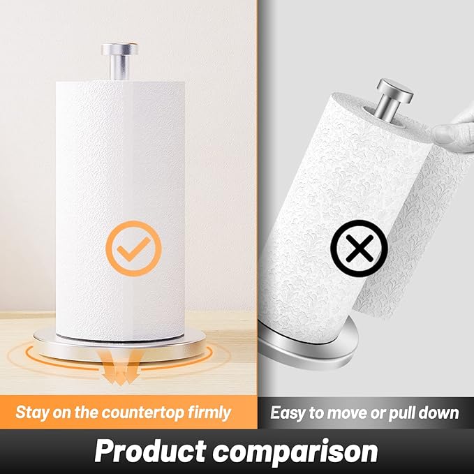 VEHHE Paper Towel Holder Countertop ＆ T-Shape Hand Towel Holder, Height-Adjustable