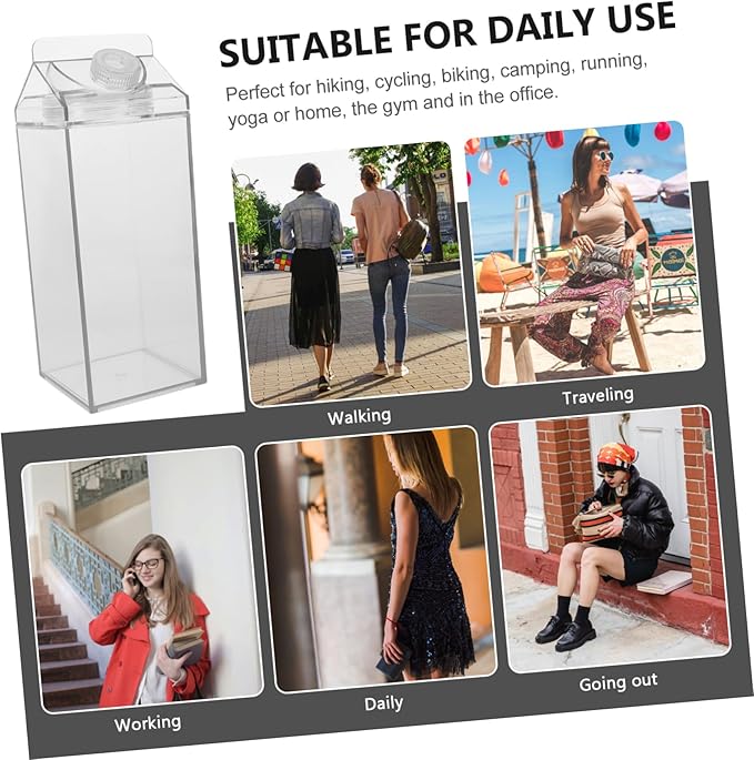 Garneck Leakproof Milk Carton Water Bottle 64Oz Portable Reusable Juice Container with Silicone Seal Large Capacity for Outdoor Sports and Home