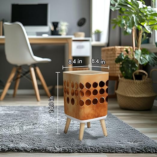 Small Trash Can with Lid Bronze Color Palette Gradient Bronze Color Wastebasket with Press Cover Dog Proof Garbage Can Waste Bin for Kitchen Bathroom Nursery 2.6 Gallon