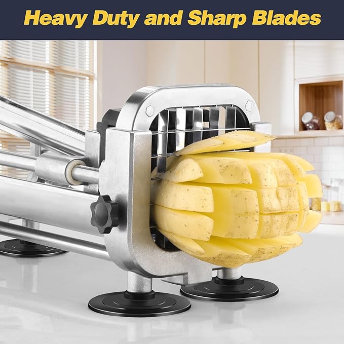 French Fry Cutter, Ruooson Professional Potato Cutter Slicer with 1/2 In Stainless Steel Blades, Great for Whole Potatoes Carrots Cucumbers.
