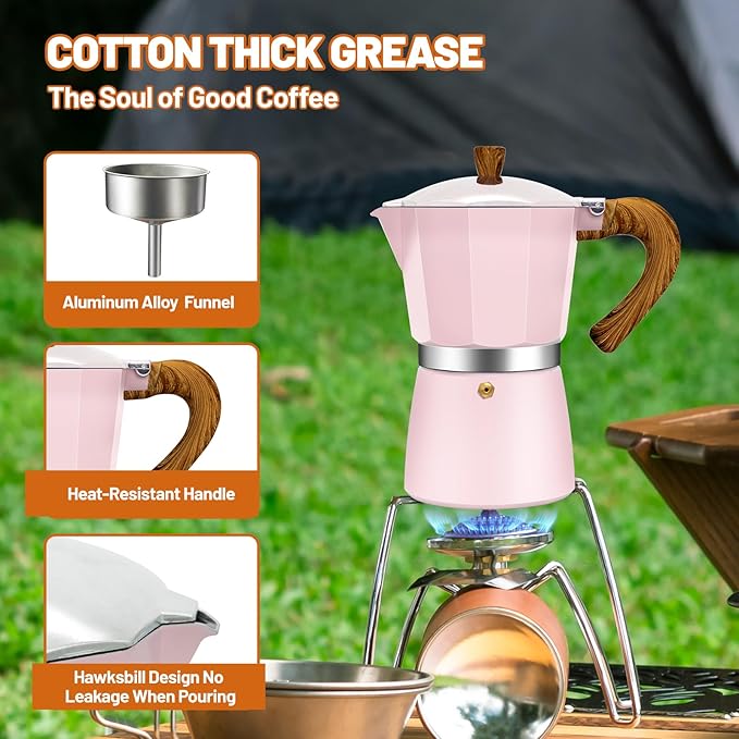 9 Cup Aluminum Espresso Stovetop Moka Pot Express Coffee Maker Percolator Italian Classic Mocha Coffee Machine for Italian and Cuban Cafe Brewing for Home & Camping 450ml 15oz