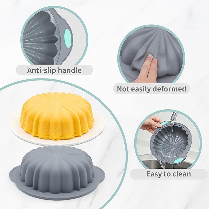 To encounter 51 Piece Silicone Baking Pan Set, Non-Stick Bakeware Set with Baking Pans, Reusable Donut Mold, Food-Grade Silicone Molds for Cakes, Cookies, Muffins, Bread, Light Grey